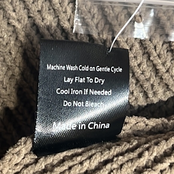 POL Cropped Mixed Knit Hoodie Oversized Cozy Soft ColorBlock Sweater Olive/ivory - Picture 10 of 12